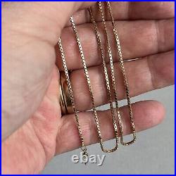 9ct Gold Box Link Chain Necklace 18 46.5cm Long 1mm Wide Vintage