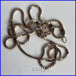 9ct Gold Box Link Chain Necklace 18 46.5cm Long 1mm Wide Vintage