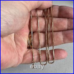 9ct Gold Box Link Chain Necklace 18 46.5cm Long 1mm Wide Vintage