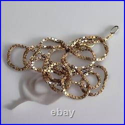 9ct Gold Box Link Chain Necklace 18 46.5cm Long 1mm Wide Vintage