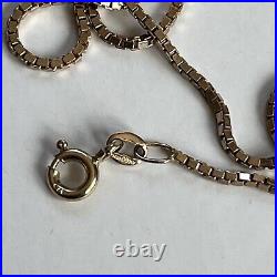 9ct Gold Box Link Chain Necklace 18 46.5cm Long 1mm Wide Vintage