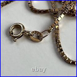 9ct Gold Box Link Chain Necklace 18 46.5cm Long 1mm Wide Vintage