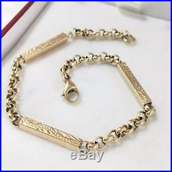 9ct Gold Bracelet Yellow Gold Fancy Patterned 9K Bar Links 7.75 Inch UK HM 6.6g