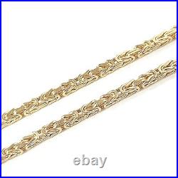 9ct Gold Byzantine Chain 18 Inch Solid Square Yellow UK Hallmarked 12.5g 2mm