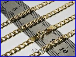 9ct Gold CURB Chain 4MM 16 18 20 22 24 inch