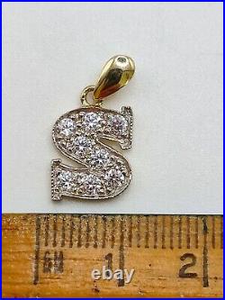 9ct Gold CZ Letter Initial Pendants / Charms A TO Z, box link chain necklace