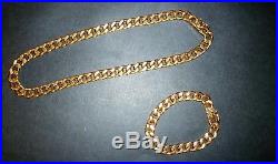 9ct Gold Chain Necklace & Bracelet Set 148 gram In Fitted case antique NOT SCRAP