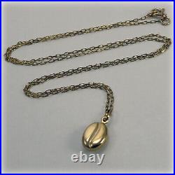 9ct Gold Coffee Bean Pendant on 20 Gold Trace Chain with matching Earrings