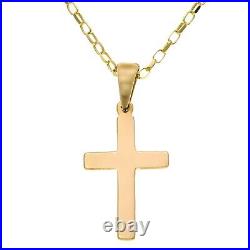 9ct Gold Cross Pendant Necklace With 18 Gold Chain and Jewellery Gift Box