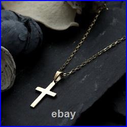 9ct Gold Cross Pendant Necklace With 18 Gold Chain and Jewellery Gift Box