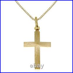 9ct Gold Cross Pendant Necklace With 18 Gold Chain and jewellery gift box