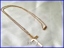 9ct Gold Cross and Belcher Chain Vintage Light Weight Unique Clasp