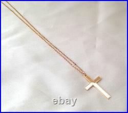 9ct Gold Cross and Belcher Chain Vintage Light Weight Unique Clasp