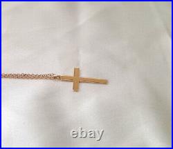 9ct Gold Cross and Belcher Chain Vintage Light Weight Unique Clasp