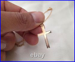 9ct Gold Cross and Belcher Chain Vintage Light Weight Unique Clasp