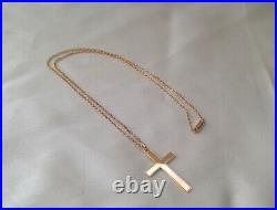 9ct Gold Cross and Belcher Chain Vintage Light Weight Unique Clasp