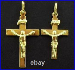 9ct Gold Crucifix Cross Jesus Solid Pendant Rosary Medal Charm Chain Gift Box