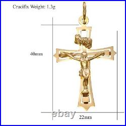 9ct Gold Crucifix Cross Pendant Necklace with 18 Gold Chain and Gift Box