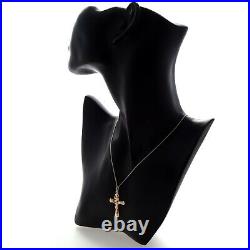 9ct Gold Crucifix Cross Pendant Necklace with 18 Gold Chain and Gift Box