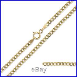 9ct Gold Curb Chain Diamond Cut 375 Yellow Solid Link Pendant Necklace Gift Box