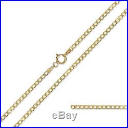 9ct Gold Curb Chain Diamond Cut Flat Curb Link Chain Pendant Necklace Gift Boxed