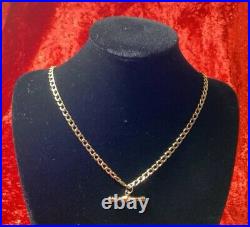 9ct Gold Curb Chain t-bar Necklace 45cm