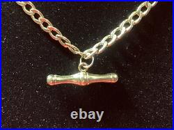 9ct Gold Curb Chain t-bar Necklace 45cm