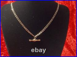 9ct Gold Curb Chain t-bar Necklace 45cm