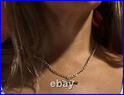 9ct Gold Curb Chain t-bar Necklace 45cm