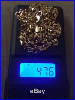 9ct Gold Curb Cuban Very Heavy Solid 30 Chain Not Scrap 47.6grams