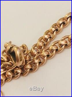 9ct Gold Curb Rollerball Bracelet Albert Chain 7 And 3/4 Inches 11.21 Grams