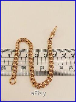 9ct Gold Curb Rollerball Bracelet Albert Chain 7 And 3/4 Inches 11.21 Grams