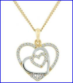 9ct Gold Diamond Heart Pendant Necklace + 18 inch Chain