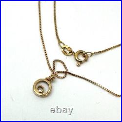 9ct Gold Diamond Necklace 9k Yellow Gold Hallmarked 1980 18 Inch Chain