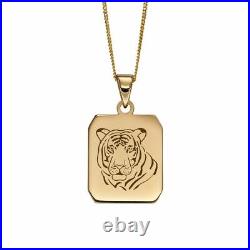 9ct Gold Dog Tag Pendant Hallmarked With Chain Elements Gold (Free Engraving)