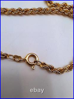 9ct Gold Elizabeth Duke Rope Chain Necklace 4.9g Not Scrap
