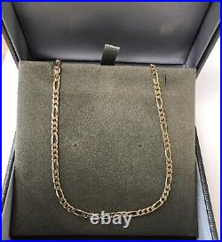 9ct Gold Figaro Chain 16 Inch Long Solid Links 6.7 Grams Hallmarked