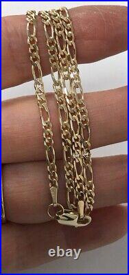 9ct Gold Figaro Chain 16 Inch Long Solid Links 6.7 Grams Hallmarked