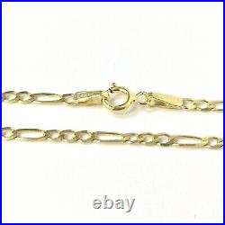 9ct Gold Figaro Chain Solid Links Ladies 1.8mm Wide 24 22 20 18 16