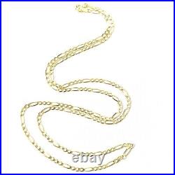 9ct Gold Figaro Chain Solid Links Ladies 1.8mm Wide 24 22 20 18 16