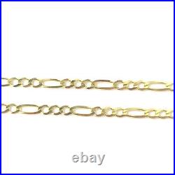 9ct Gold Figaro Chain Solid Links Ladies 1.8mm Wide 24 22 20 18 16