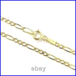 9ct Gold Figaro Chain Solid Links Ladies 1.8mm Wide 24 22 20 18 16