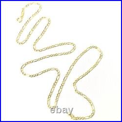 9ct Gold Figaro Chain Solid Links Ladies 1.8mm Wide 24 22 20 18 16