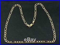 9ct Gold Figaro / Curb Chain, Kids / Womens, 18 Long / 7.6g