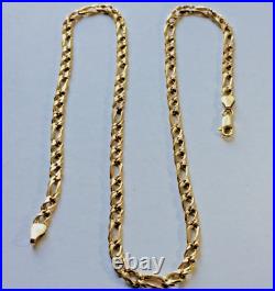 9ct Gold Figaro Link Style Chain 18, Inches Long, London 1994, 14.47 Grams