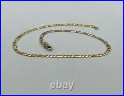 9ct Gold Hallmarked 2 x Colour Figaro 10 Ankle Chain. Goldmine Jewellers