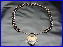 9ct Gold Hallmarked Curb Link Charm Bracelet Padlock & Safety Chain 15.6 grams