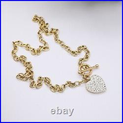 9ct Gold Heart Pendant Necklace with Toggle and Ring Clasp on Cable Link Chain