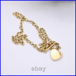 9ct Gold Heart Pendant Necklace with Toggle and Ring Clasp on Cable Link Chain