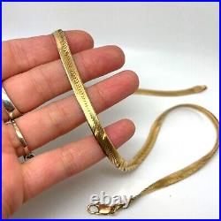 9ct Gold Herringbone Chain Collar Necklace 18 Inch 9ct Yellow Gold Hallmarked